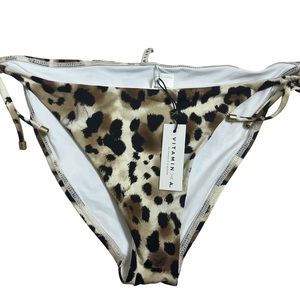 NEW Vitamin A Elle Leopard Print Tie Side Bottom Size 14